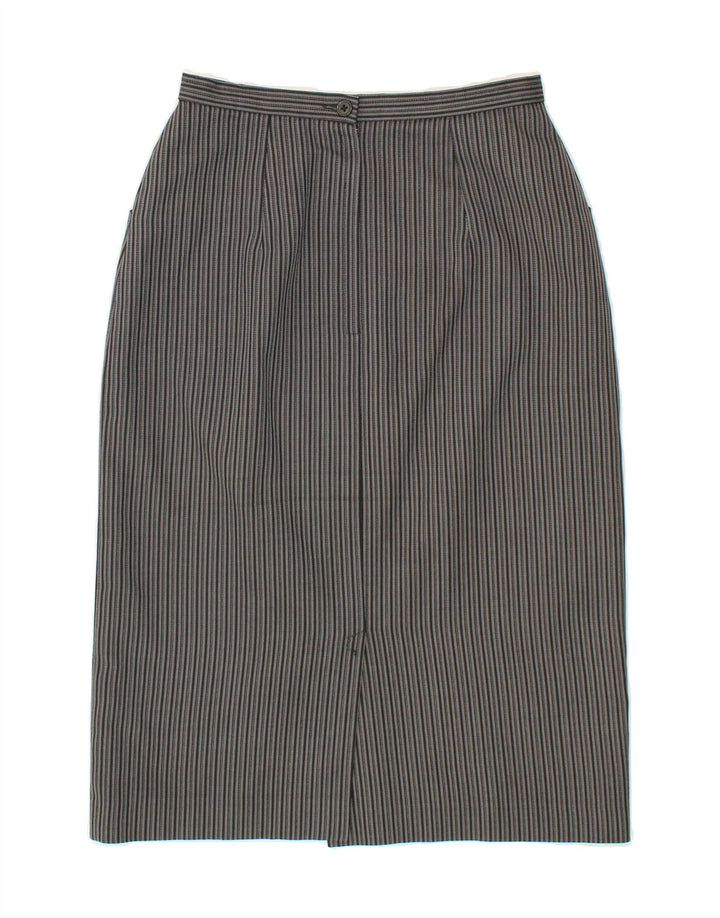 VINTAGE Womens Pencil Skirt UK 12 Medium W26  Grey Striped Polyester Vintage Vintage and Second-Hand Vintage from Messina Hembry 
