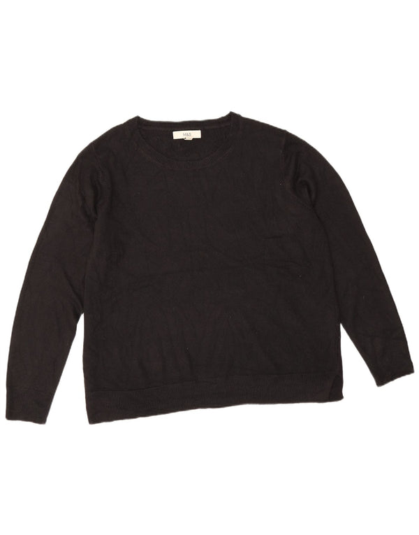 Marks & Spencer Dame Boat Neck Jumper Sweater UK 16 Large Black Acryl