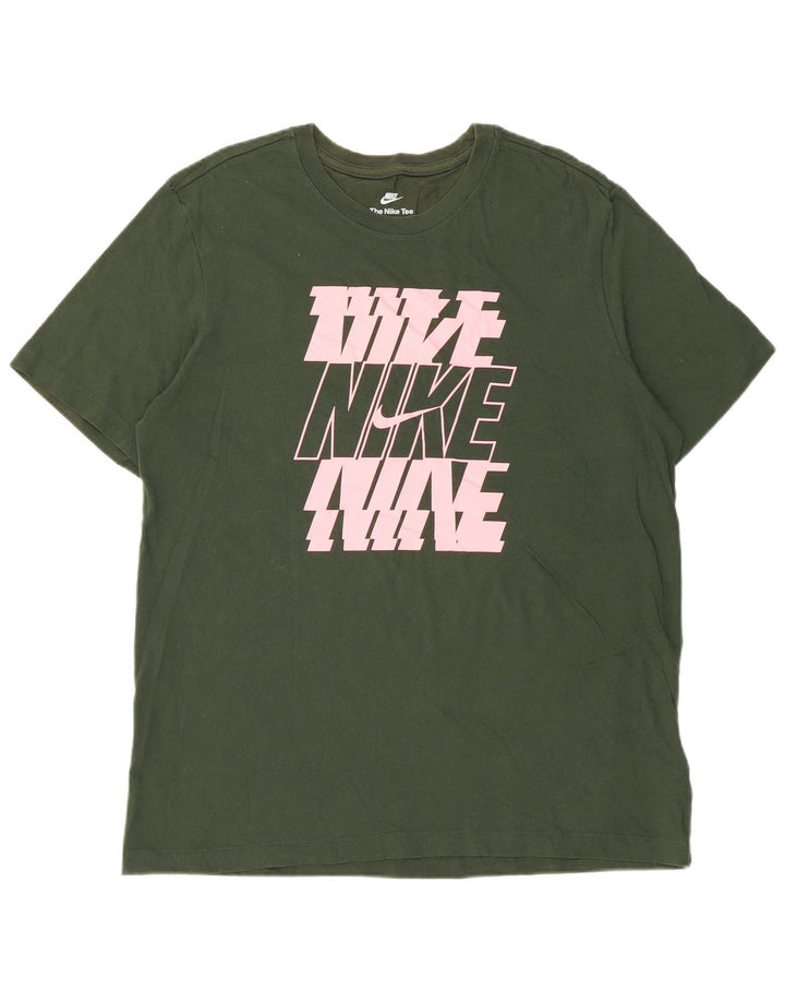Nike grafisk T-shirt top til mænd, stor grøn bomuld
