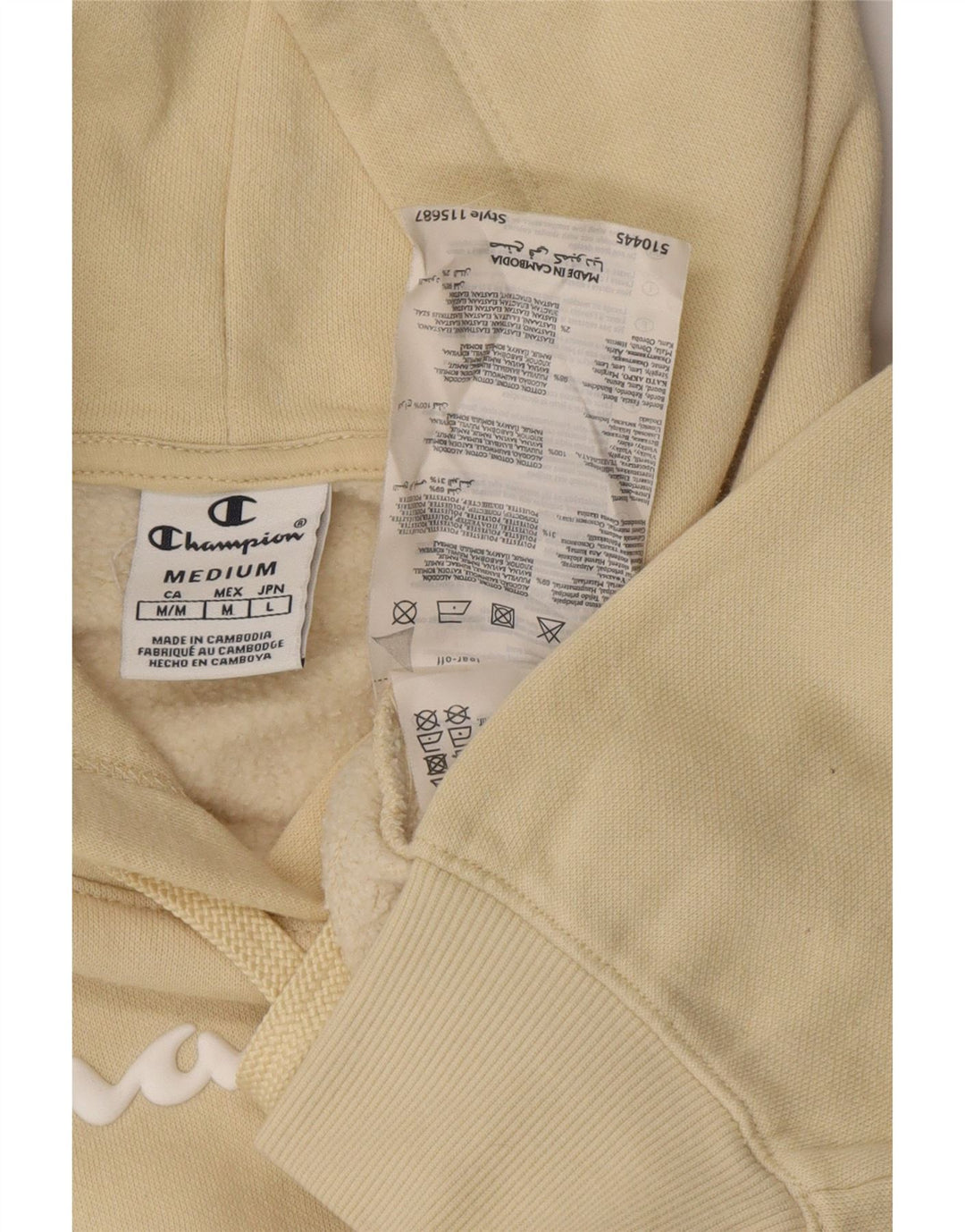 CHAMPION Grafisk hættetrøje til kvinder UK 14 Medium Beige Bomuld