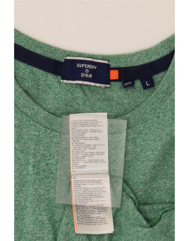 Superdry T-shirt top til mænd, stor grøn flækket bomuld
