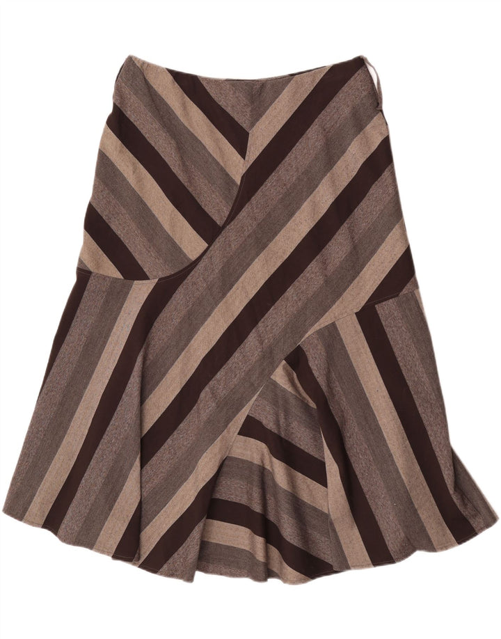 Marks & Spencer Midi-nederdel til kvinder UK 16 Large W34 brunstribet polyester