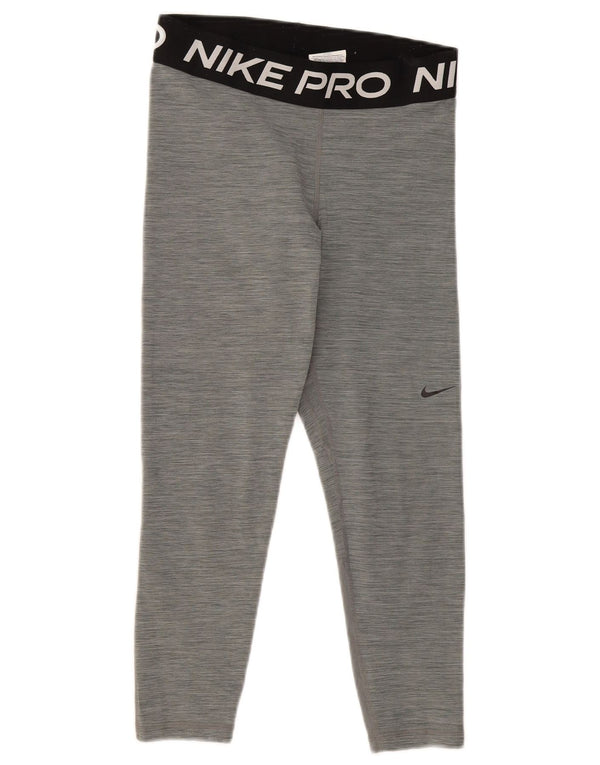 Nike Dame Dri Fit Capri Grafiske Leggings UK 14 Medium Grey Flecked Sports
