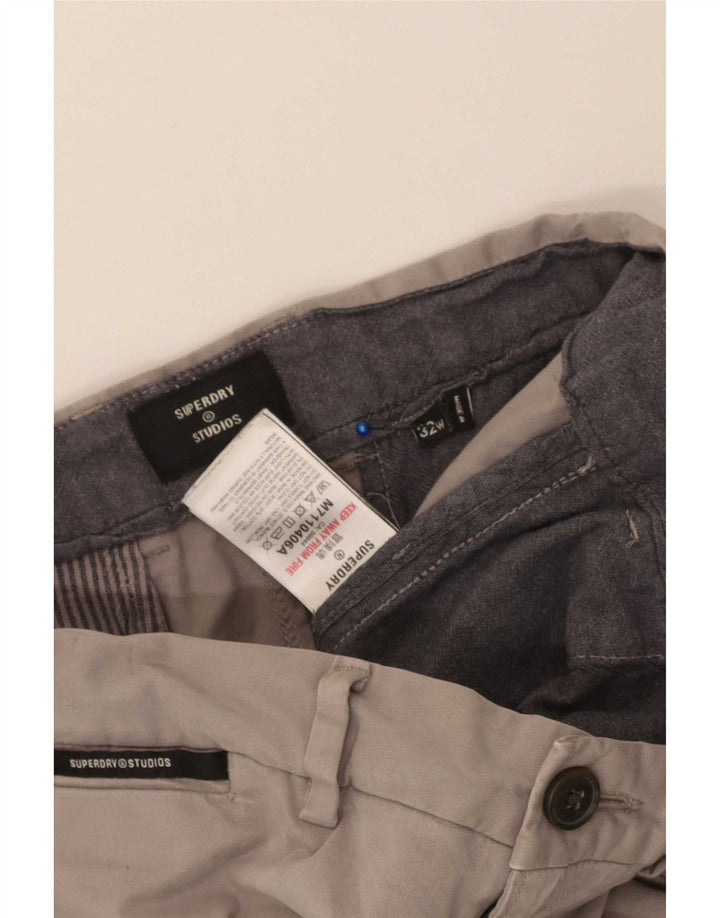 Superdry almindelige chinoshorts til mænd W32 mellemgrå bomuld