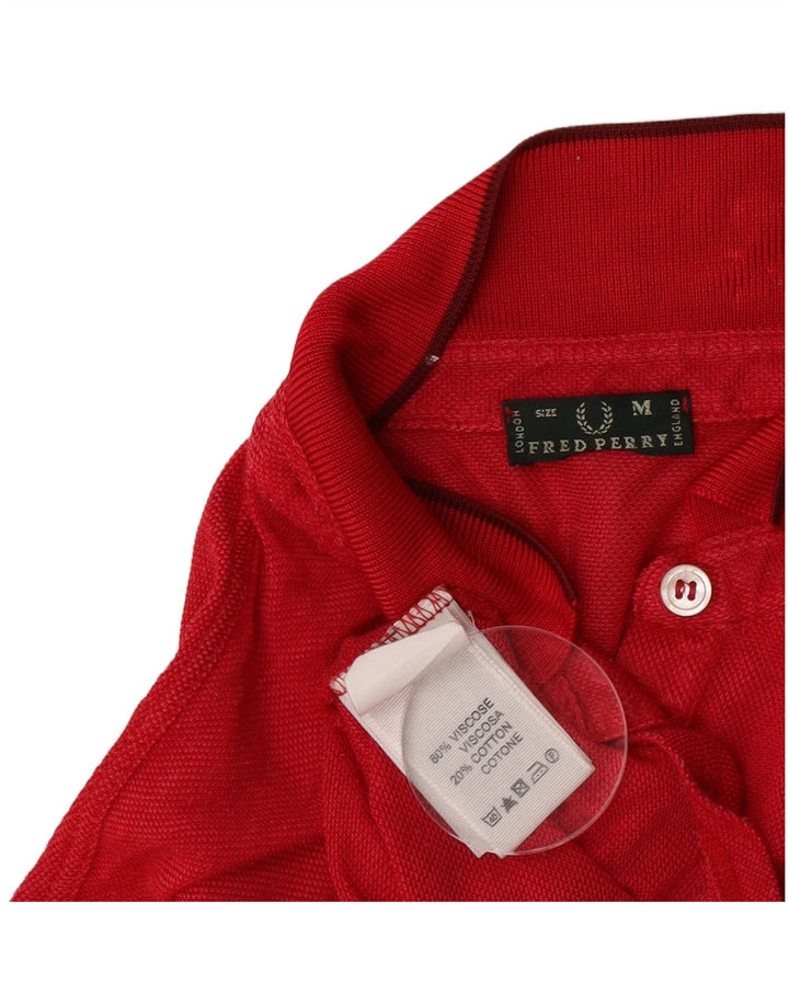 Fred Perry Dame Polo Shirt UK 14 Medium Rød Viscose