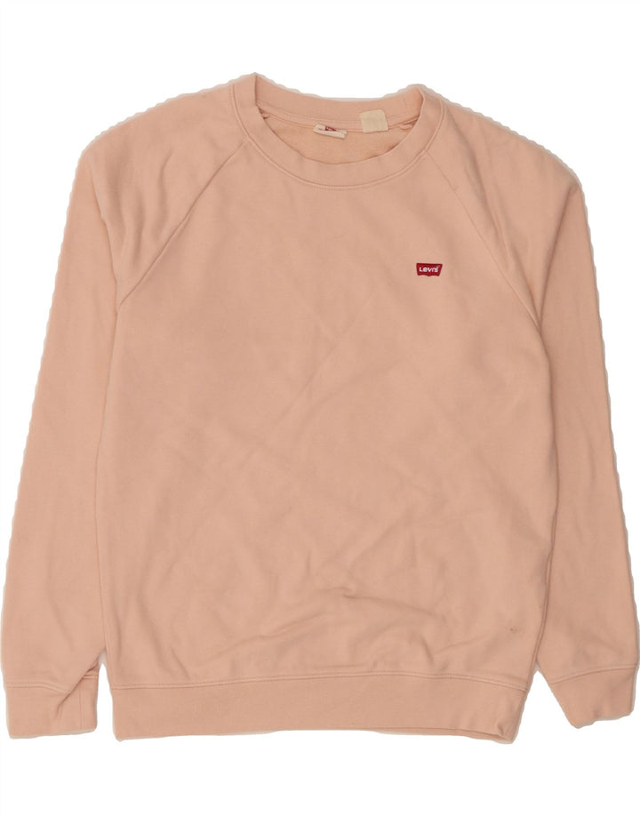 LEVI'S Womens Oversized Sweatshirt Jumper UK 6 XS Pink Cotton Vintage Levi's and Second-Hand Levi's from Messina Hembry 