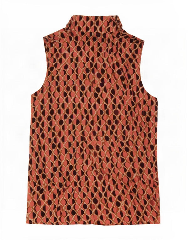 Marella Womens Sleeveless Front Tie Blouse Top UK 14 Medium Pink Geometric