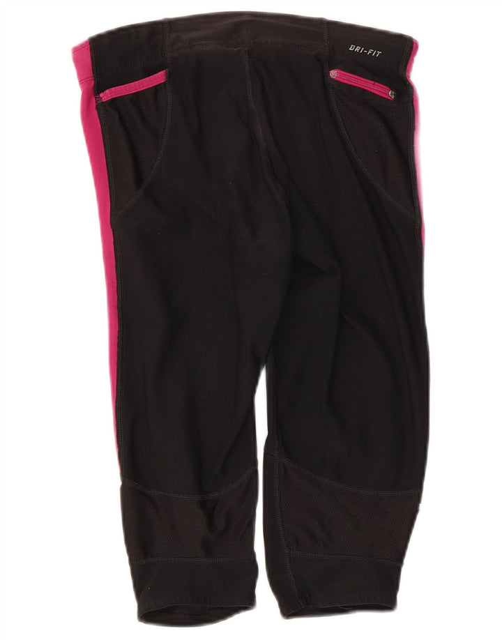 Nike Dame Capri Leggings UK 8 Small Black Colourblock Polyester