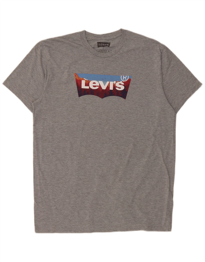 Levi's Herre grafisk T-shirt Top Stor grå flækket bomuld