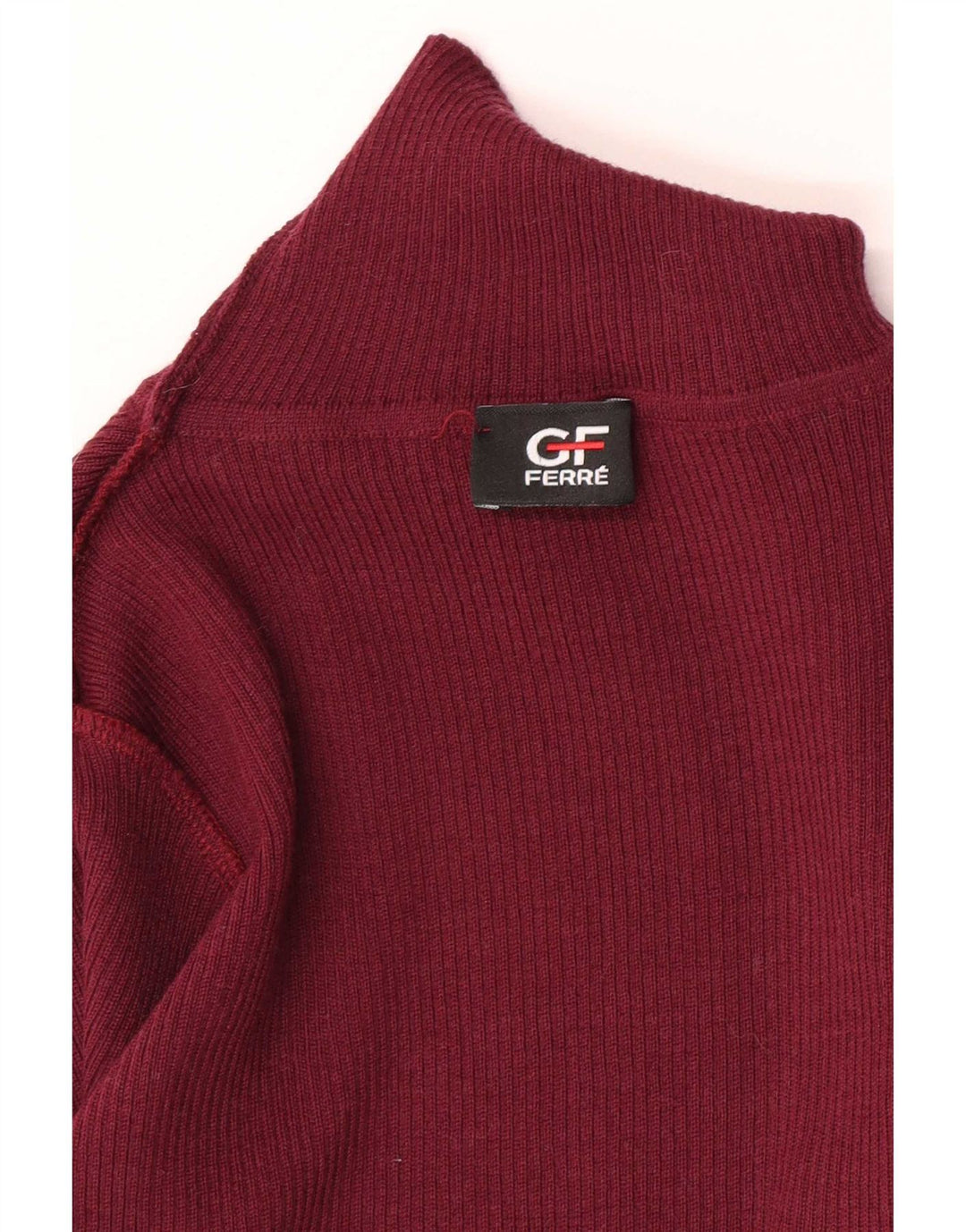 Gianfranco Ferre Dame Roll Neck Jumper Sweater UK 8 Small Maroon