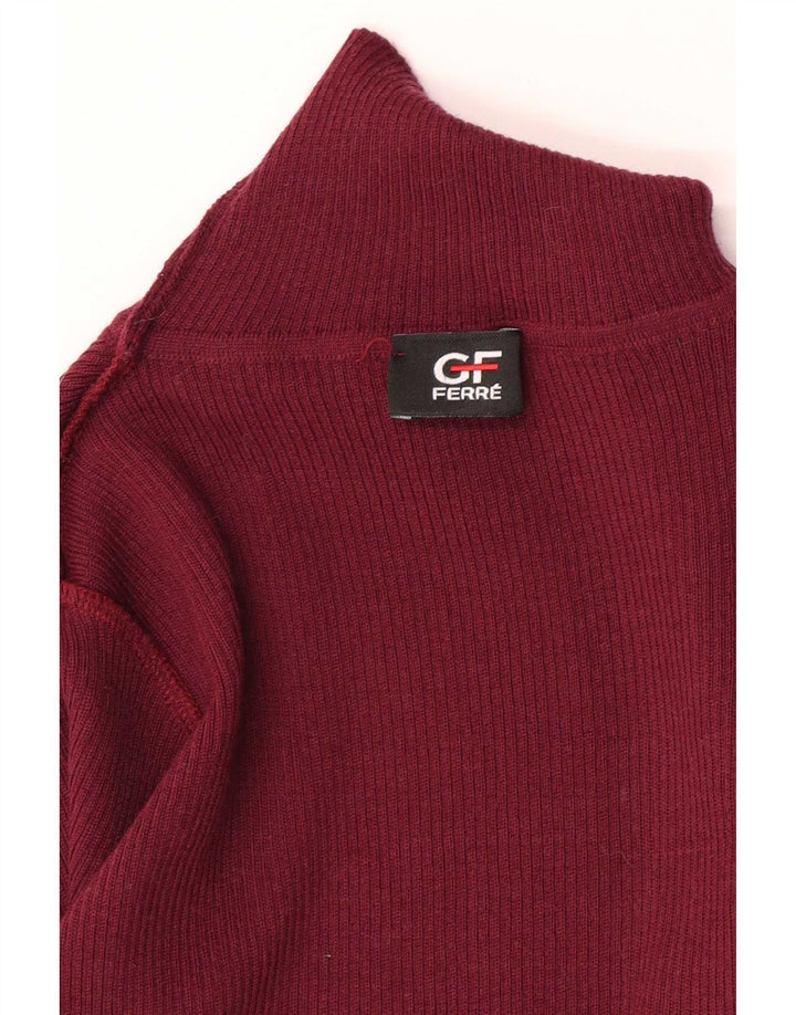 Gianfranco Ferre Dame Roll Neck Jumper Sweater UK 8 Small Maroon