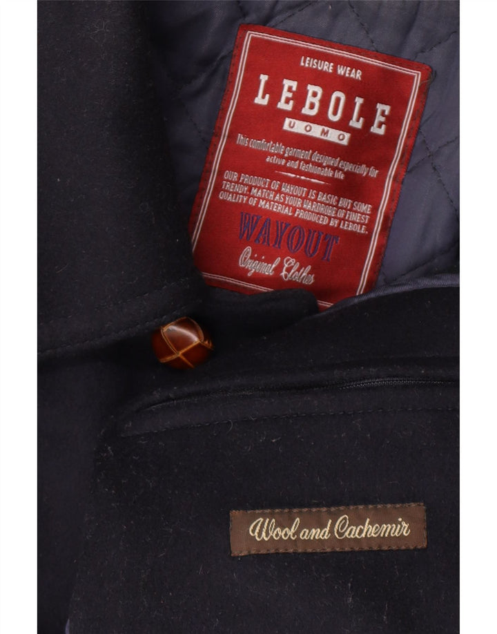 Lebole Herre Overfrakke UK 14 Large Navy Blue Wool