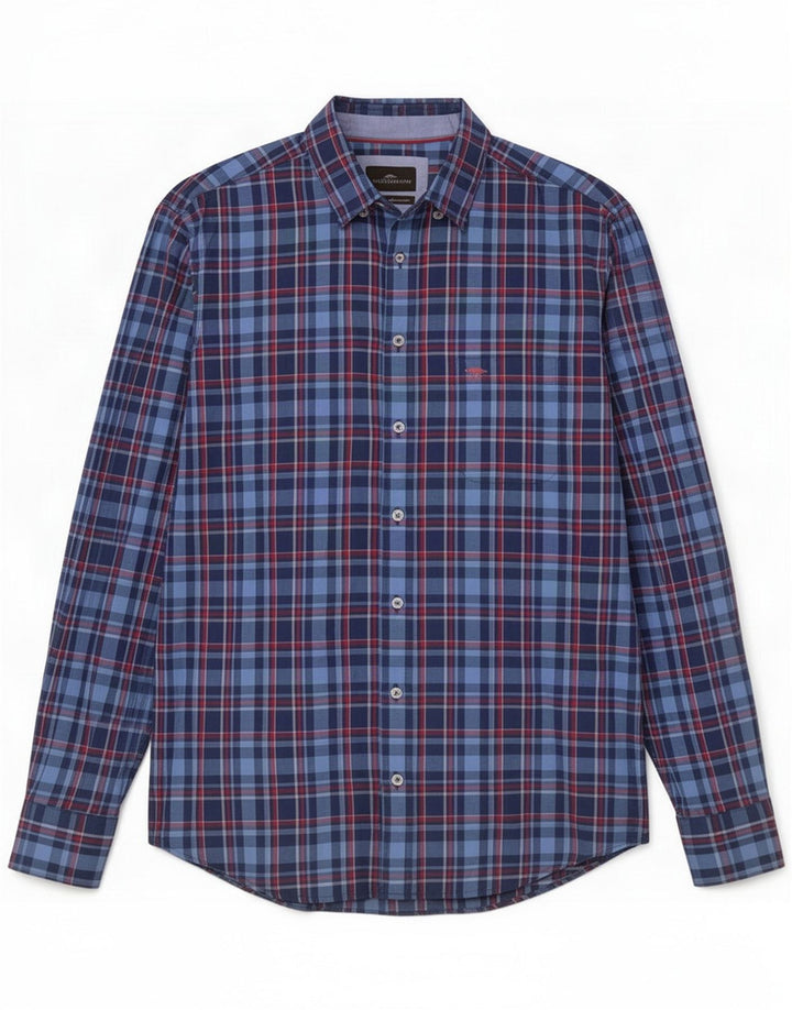 Fynch Hatton Mens Flannel Shirt Medium Navy Blue Check Cotton