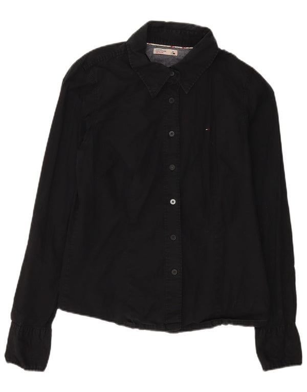 Tommy Hilfiger Dameskjorte UK 12 Medium Sort Bomuld