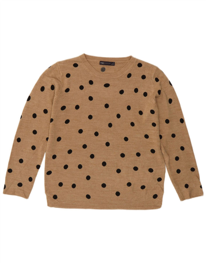 Marks & Spencer Dame sweater med rund hals DK 14 Medium Sort plettet