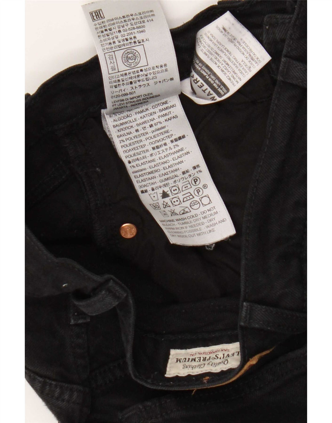 Levi's Dame Ribcage Straight Jeans W24 L27 sort bomuld