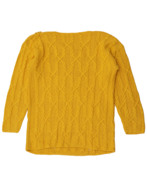 Vintage Dame Boat Neck Jumper Sweater UK 14 Medium Gul Bomuld