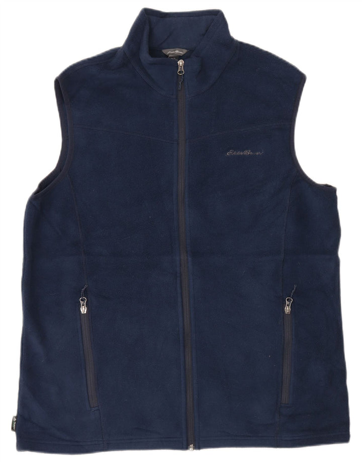 Eddie Bauer Herre Fleece Gilet UK 40 Large Navy Blue Polyester