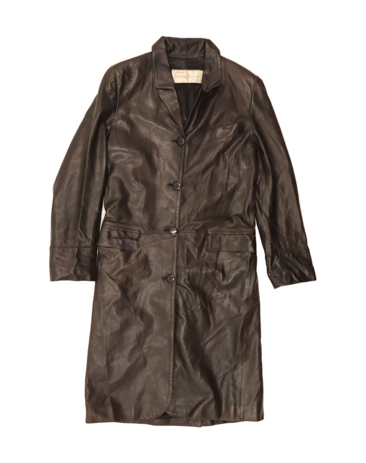 SPRUNG FRÈRES  Womens Leather Coat UK 14 Medium Black Leather Vintage SPRUNG FRÈRES and Second-Hand SPRUNG FRÈRES from Messina Hembry 