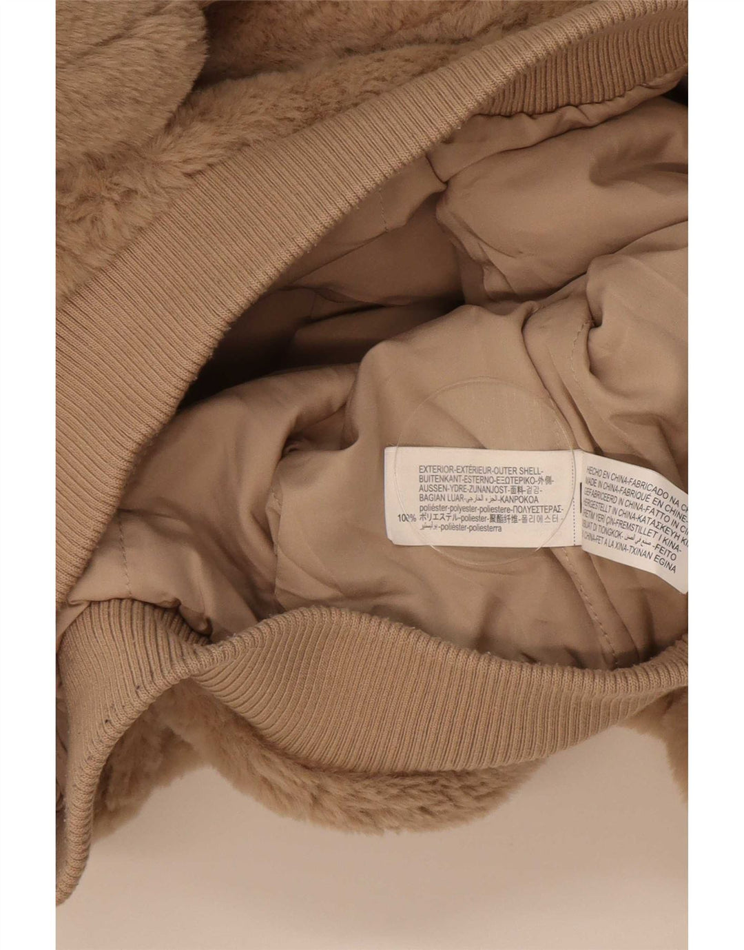 Zara Girls Teddy Bear Bomber Jacket 9-10 År Beige Polyester