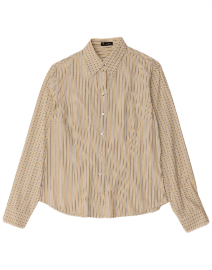 Massimo Dutti Dameskjorte UK 14 Medium Beige Stribet Silke