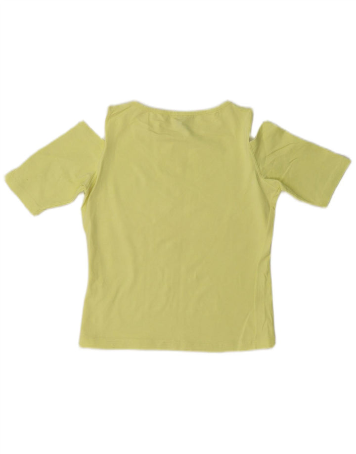 Lee Womens Crop Off Shoulder Top UK 12 Medium Gul Bomuld