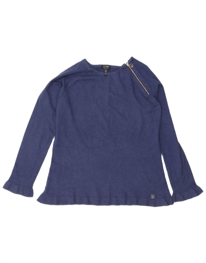 ARMANI Dame Zip Neck Sweater EU 48 2XL Navy Blue