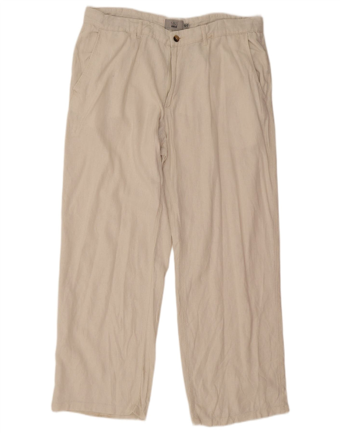 Marks & Spencer Herre Lige Regular Chino Bukser W38 L31 Off White