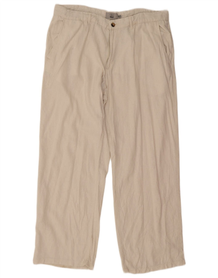 Marks & Spencer Herre Lige Regular Chino Bukser W38 L31 Off White
