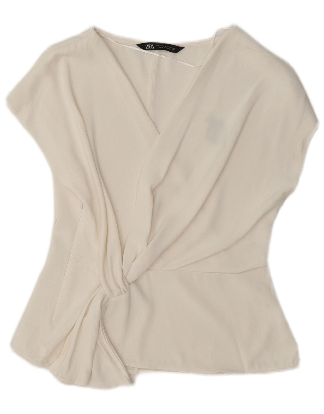 Zara Damebluse Top UK 10 Lille Hvid Polyester