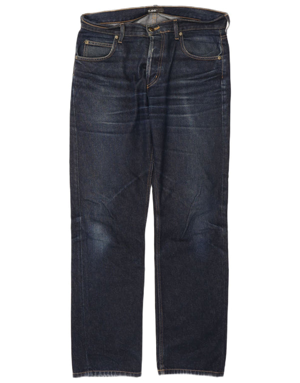 LEE Mens Seattle Straight Jeans W34 L32 Marineblå Bomuld