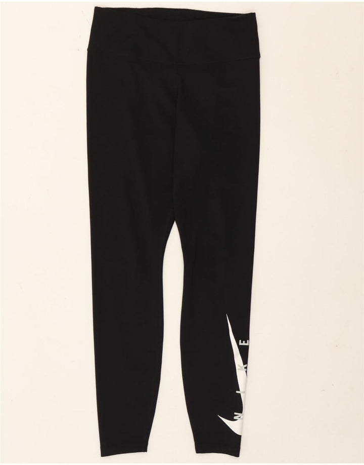 Nike Dame Dri Fit Grafiske Leggings UK 12 Medium Sort Polyester