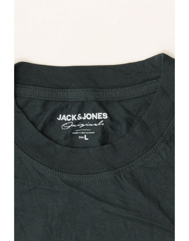 JACK & JONES Mens Graphic T-Shirt Top Large Green Cotton Vintage Jack & Jones and Second-Hand Jack & Jones from Messina Hembry 