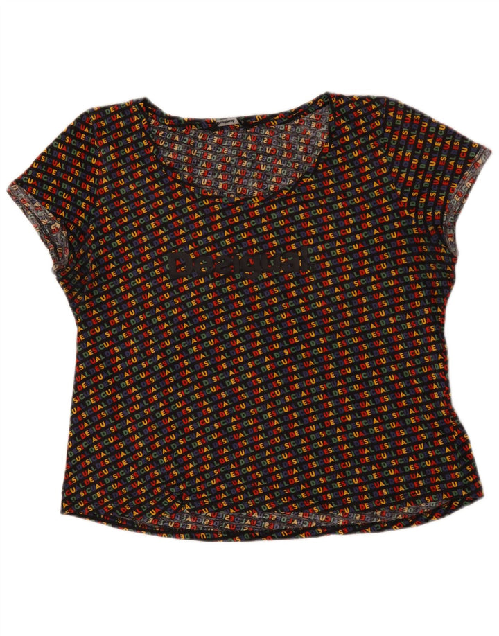 Desigual Dame Grafisk T-Shirt Top UK 20 2XL Flerfarvet