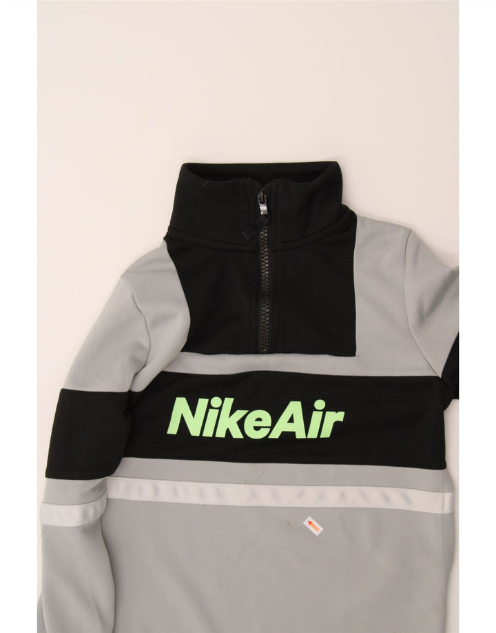 NIKE Boys Graphic Sweatshirt Jumper 8-9 Years Small Grey Colourblock Vintage Nike and Second-Hand Nike from Messina Hembry 