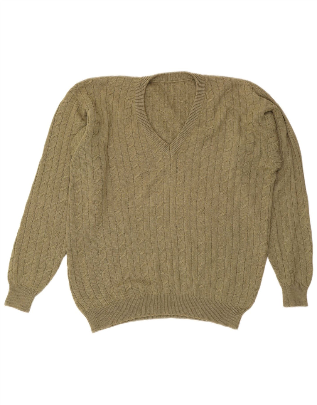 VINTAGE Herre V-hals sweater Stor Khaki