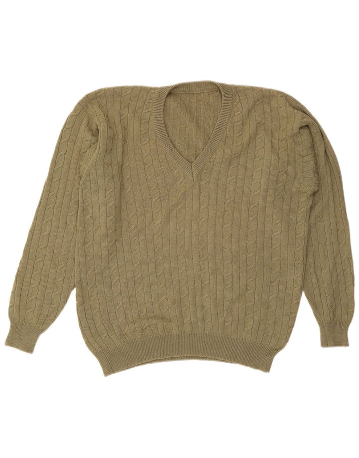VINTAGE Herre V-hals sweater Stor Khaki