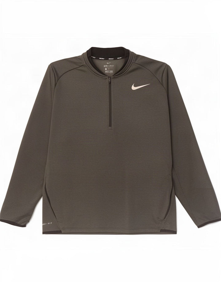 Nike Herre Dri Fit Pullover med lynlås-hals træningsdragt Top XL Grå Polyester