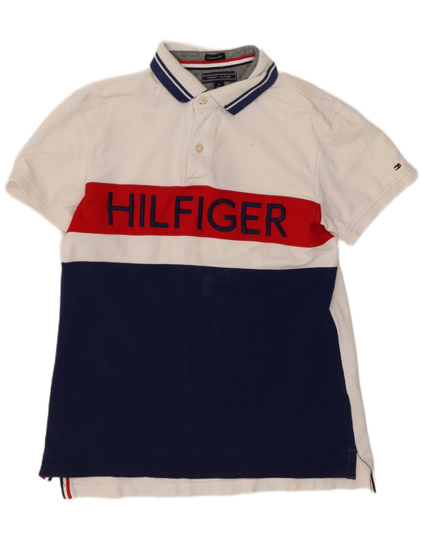Tommy Hilfiger Herre Grafisk Custom Fit Polo Shirt Medium White Colourblock