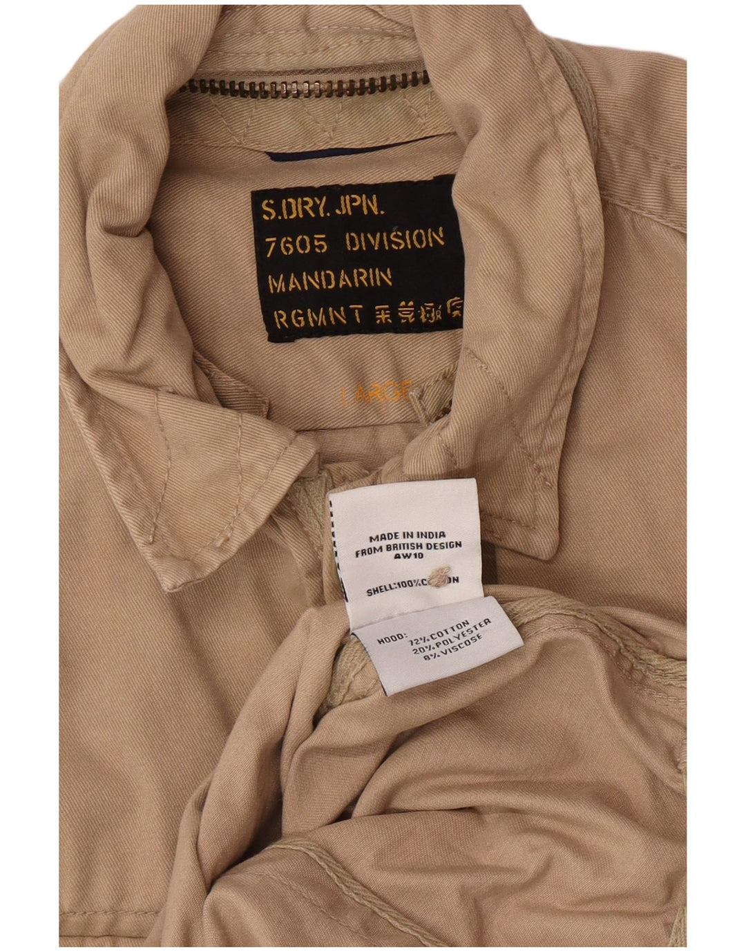 Superdry Militærskjorte til mænd Stor beige bomuld