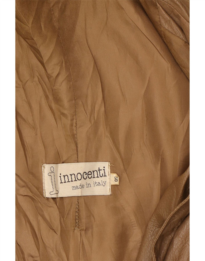 INNOCENTI Mens Leather Jacket IT 50 Large Beige