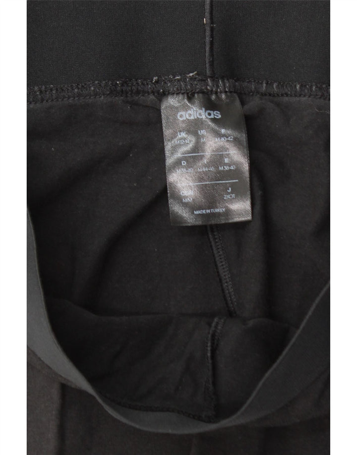 ADIDAS Womens Leggings UK 12/14 Medium  Black Cotton