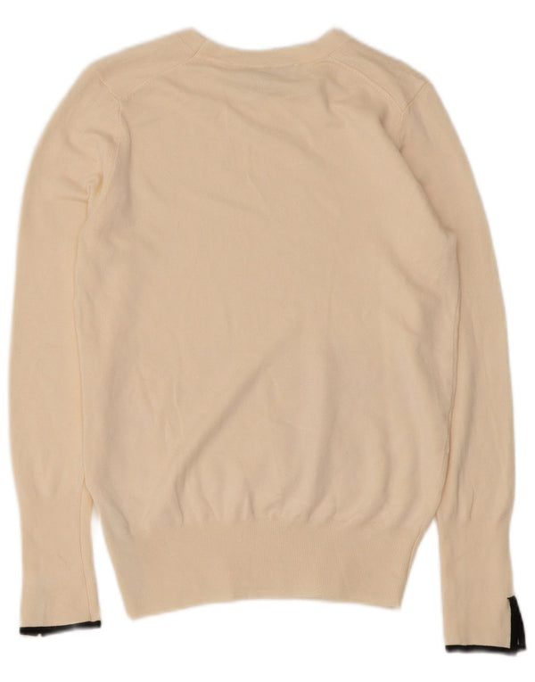 Zara Dame Boat Neck Jumper Sweater UK 12 Medium Off White Viscose