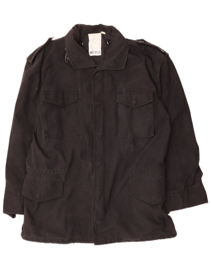 Vintage Herre Military Jacket UK 40 Stor Sort Bomuld