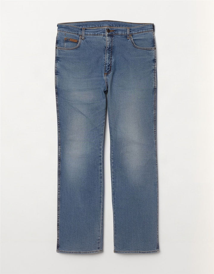 Wrangler Herre Texas Straight Jeans W38 L34 Blå Bomuld