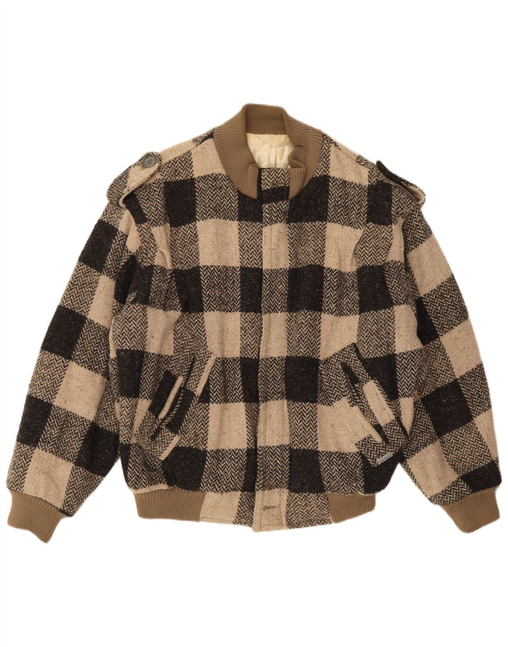 Carrera Herre Military Bomber Jacket UK 40 Large Brown Gingham