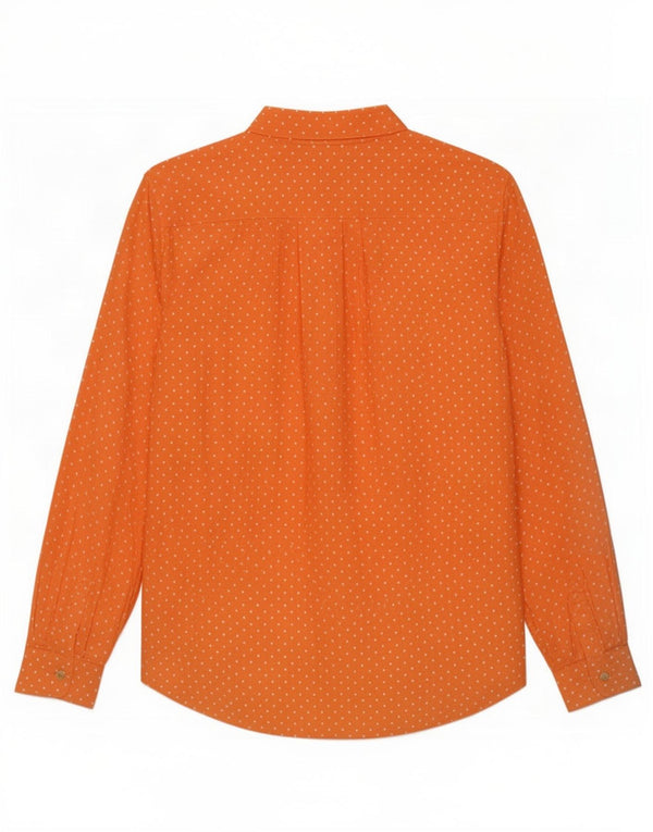 Vintage Dame Oversized Skjorte Bluse UK 16 Large Orange Spotted Viscose