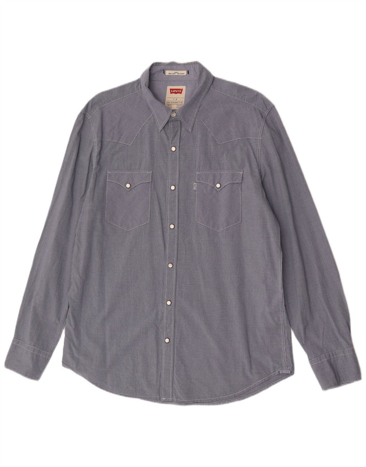 Levi's Herre Slim Fit skjorte Stor marineblå Gingham bomuld