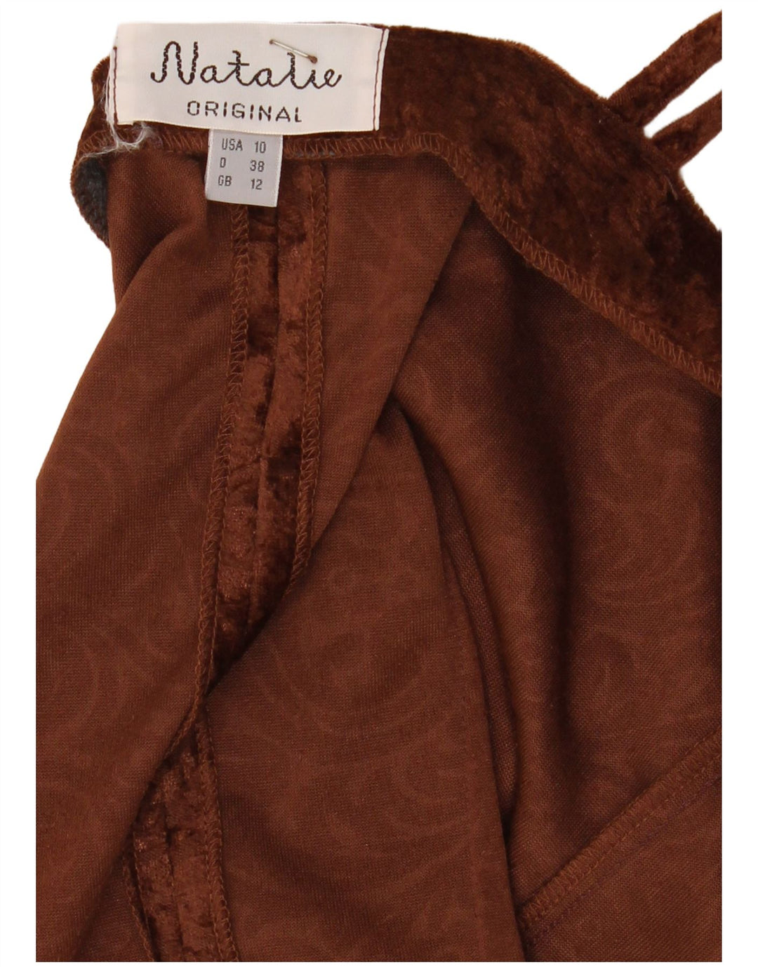 Vintage Kvinders Velvet 2-delt sæt UK 12 Medium Brown Paisley