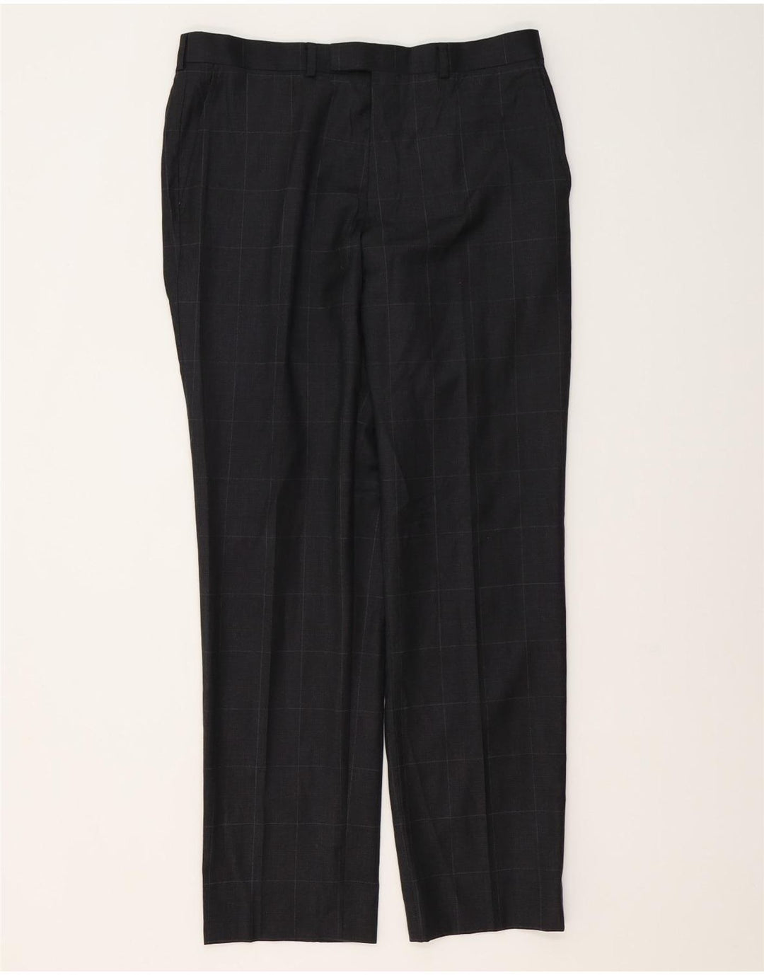 MARKS & SPENCER Herre Regular Fit Suit Bukser W34 L31 Grå ternet uld